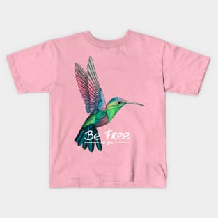 Be Free hummingbird design Kids T-Shirt